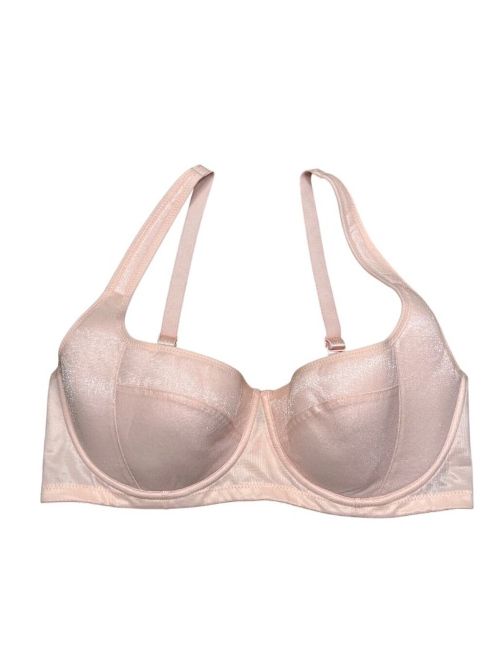 SheCurve Light Pink Underwire Bra 34F Glitter Shimmer Adjustable Straps Nylon Ly